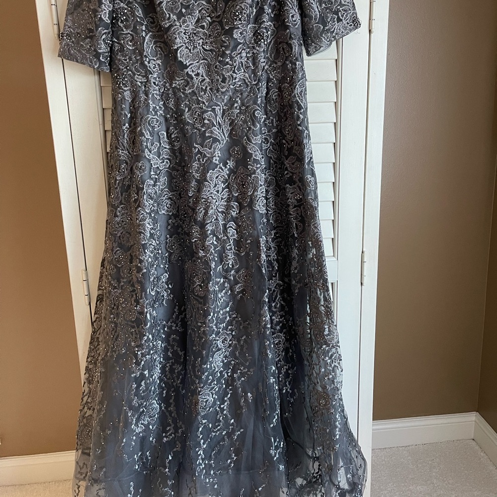 Montage by Mon Cherie Mother of the Bride Dress- Beaded Pewter Color - Size 14